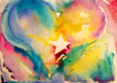 multicolored heart watercolor painting