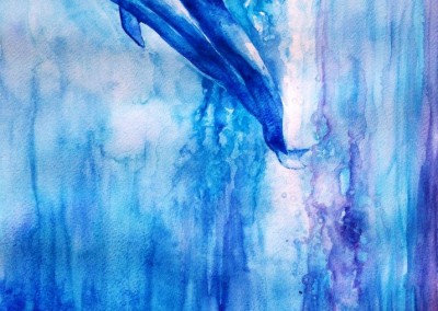 Beautiful dolphin watercolor painting