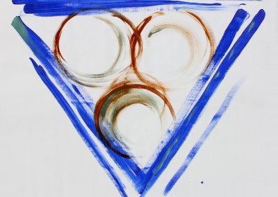 Eco pigment painting of triangle with 3 circles