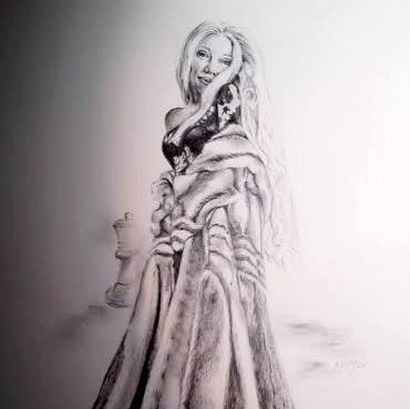 Hot pencil drawing of a beautiful woman