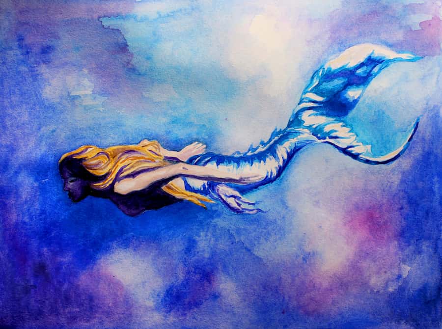 mermaid watercolor painting