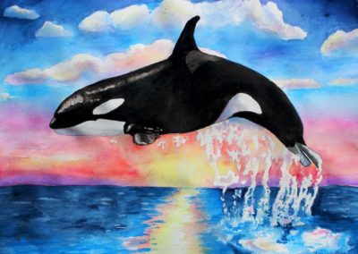 painting of orcas whale