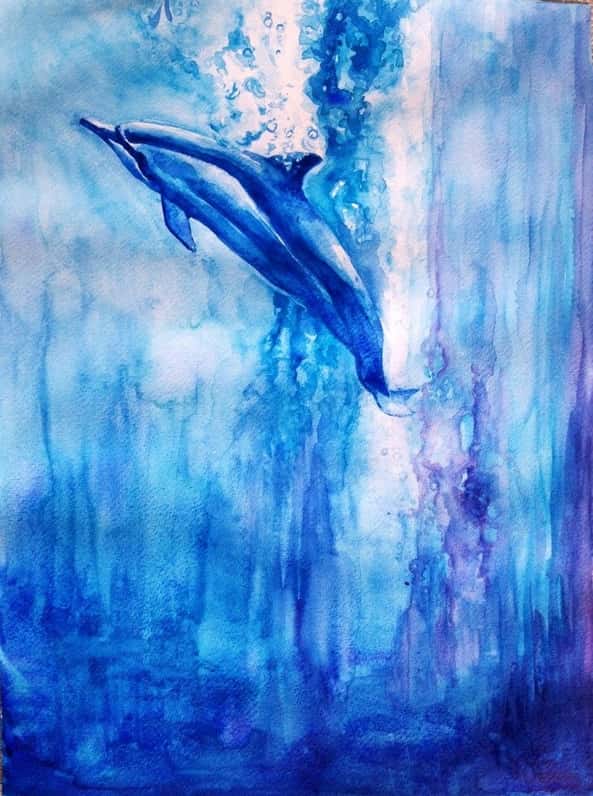dolphin watercolor painting